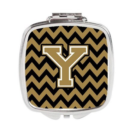Carolines Treasures Letter Y Chevron Black and Gold Compact Mirror, 3 x 0.3 x 2.75 in. CJ1050-YSCM